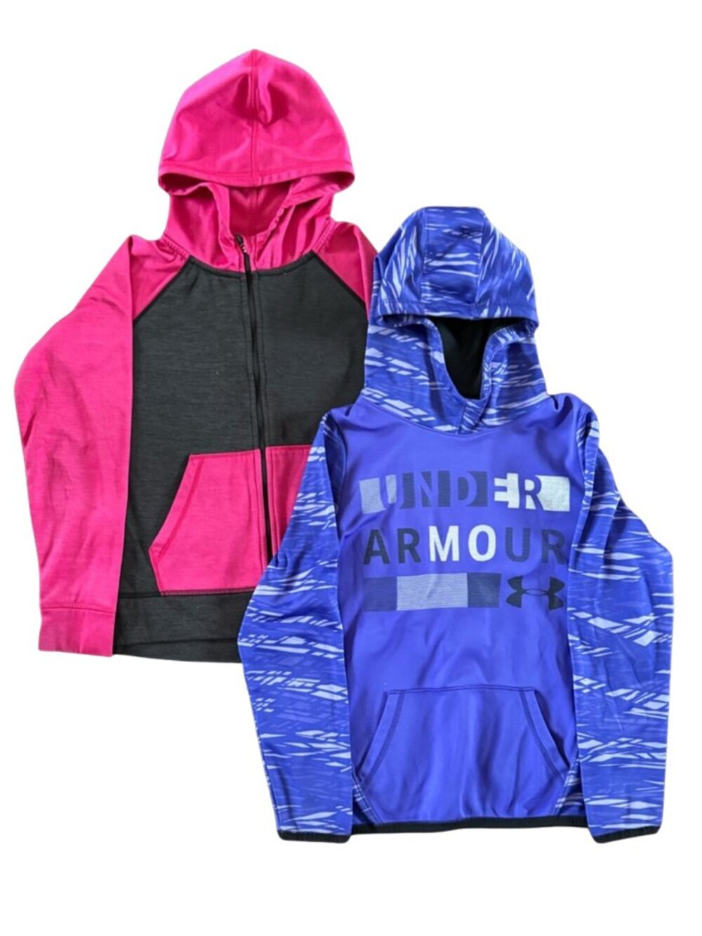 Under Armour Purple Hoodie with Black Lining & Head Pink Zipper Hoodie Youth L